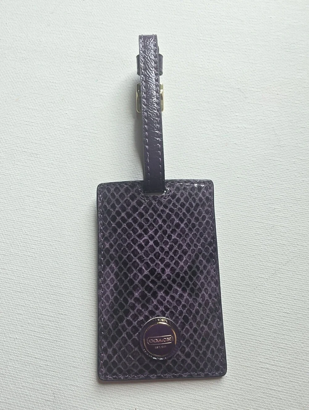 Coach Deep Purple Snakeskin Luggage Tag NWT